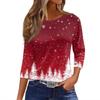 Women's T Shirt Christmas Print 3/4 Sleeve Daily Weekend Fashion Basic Round Neck Regular Top