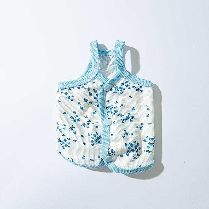 

Весенне-летняя одежда для собак свежий маленький цветочный сарафан на подтяжках ins ветер простая одежда для кошек маленькая собака домашняя одежда XXL (recommended weight 15-10kg) бонди синий