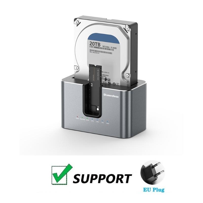 

Двослотова док-станція для 2.5 /3.5 SATA HDD SSD 10 Гбіт/с M.2 NVMe Корпус Адаптер SATA to USB 3.0 для 2.5 3.5 HDD Дисковий корпус Док-станція для клонування HDD