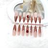 Brown Gradient Cat Eye Flash Wearable Nails 30 Pieces Premade Nail Nails Fake Nails