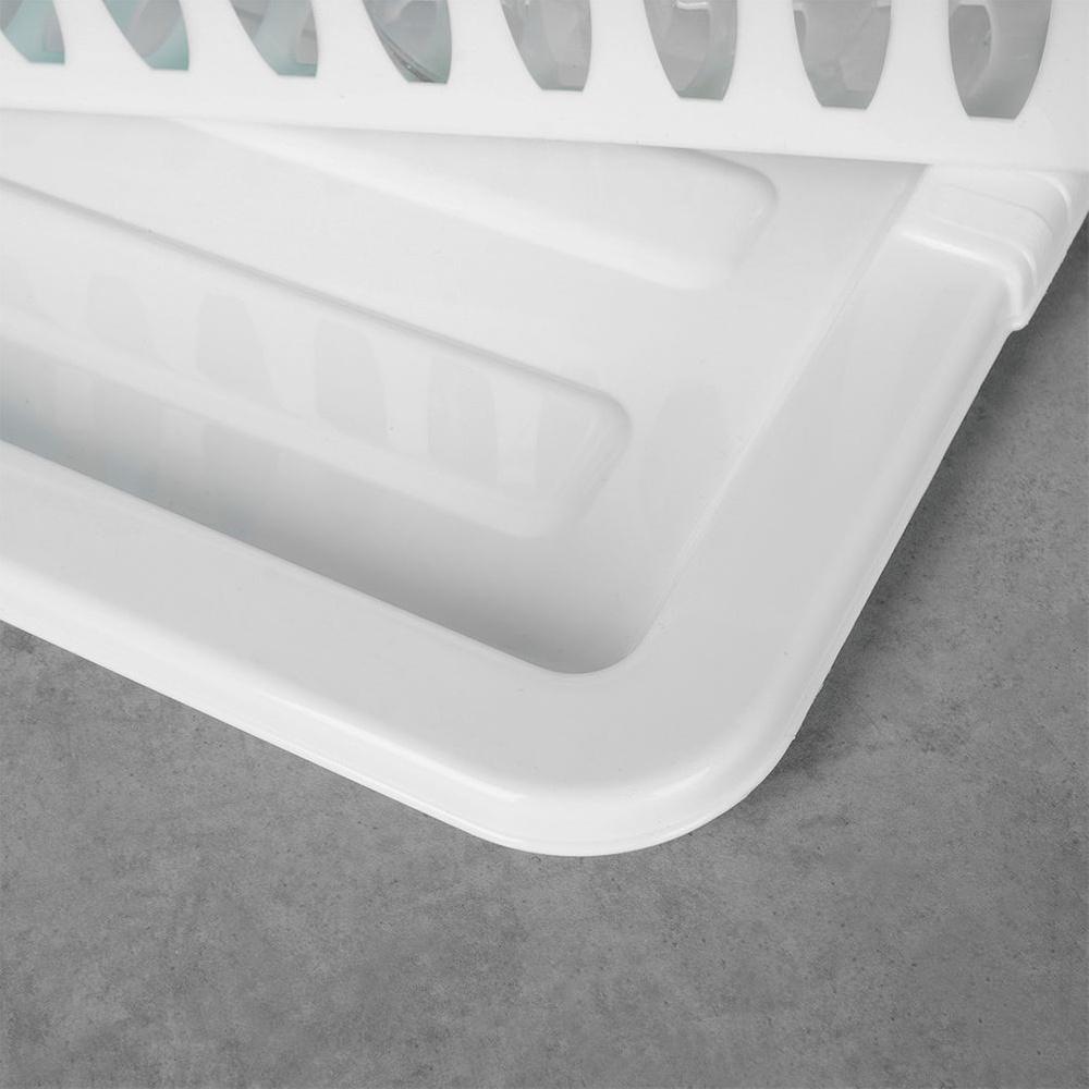 White Dish Drying Rack with Drip Tray 46x37cm