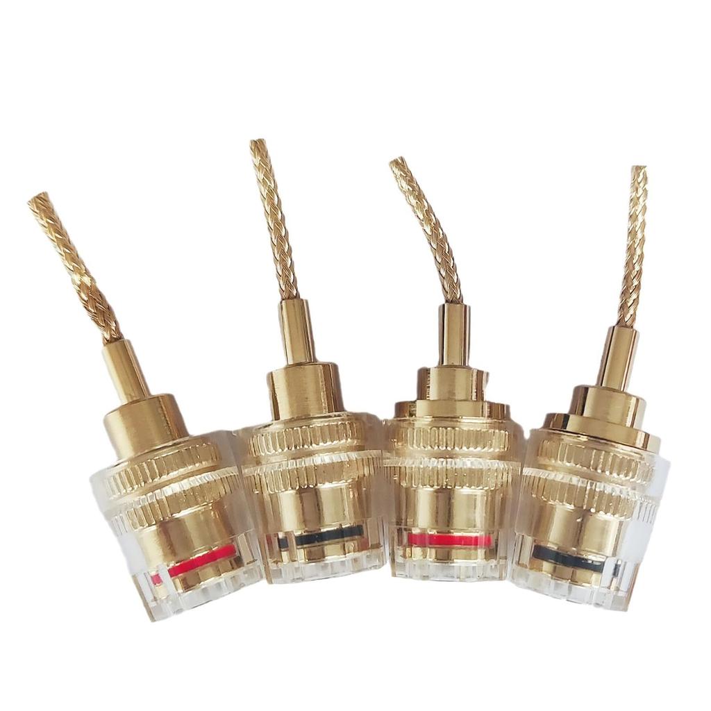 YIK TUNG Banana Plug Conversion Connector 4mm Banana Plugs 24K Gold Plated Speaker Cable Banana Plug Conversion Needle Plug Red and Black Set of 4