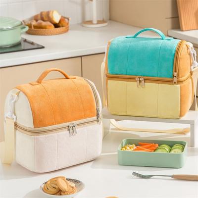 Toast Bento Bag Double Thickened Insulated Bag Shoulder Portable Handheld Lunch Box Storage Bag Large Capacity Picnic Ice Bag