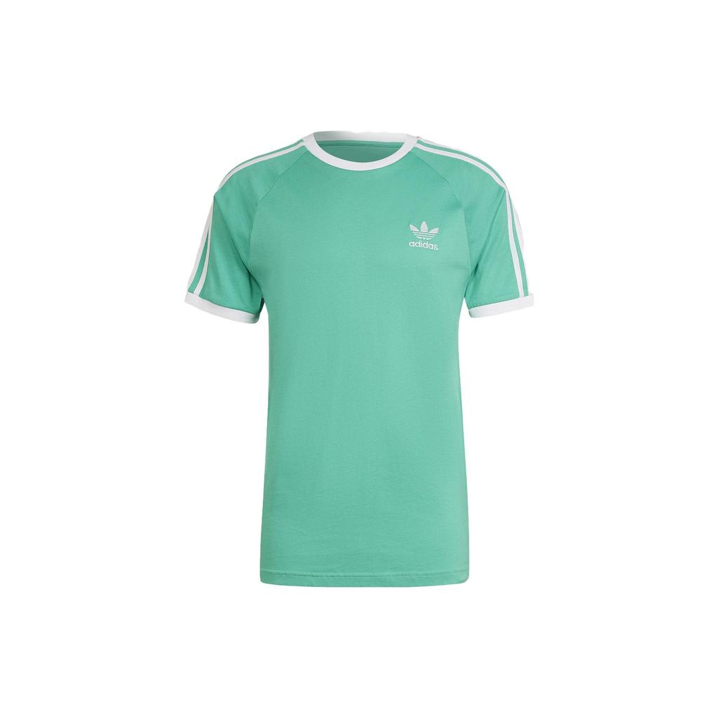 Adidas Striped Logo Print Crew Neck T-Shirt Men Tops Green HE9549