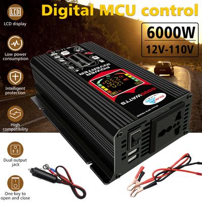 6000W Car Inverter 110V 220V LED Display Car Converter Adapter Modified Sine Wave Charge Converter Dual USB Voltage Transformer