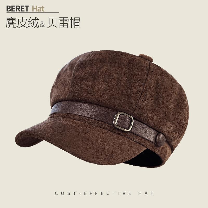 Retro Versatile Woolen Beret Showing Face Ducktongue Octagonal Hat Children'S Warm Windproof Newsboy Hat