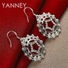 925 Sterling Silver Luxury Round Pattern Earrings for Women, Fashionable Gift, Charming Jewelry, Wedding Accessories