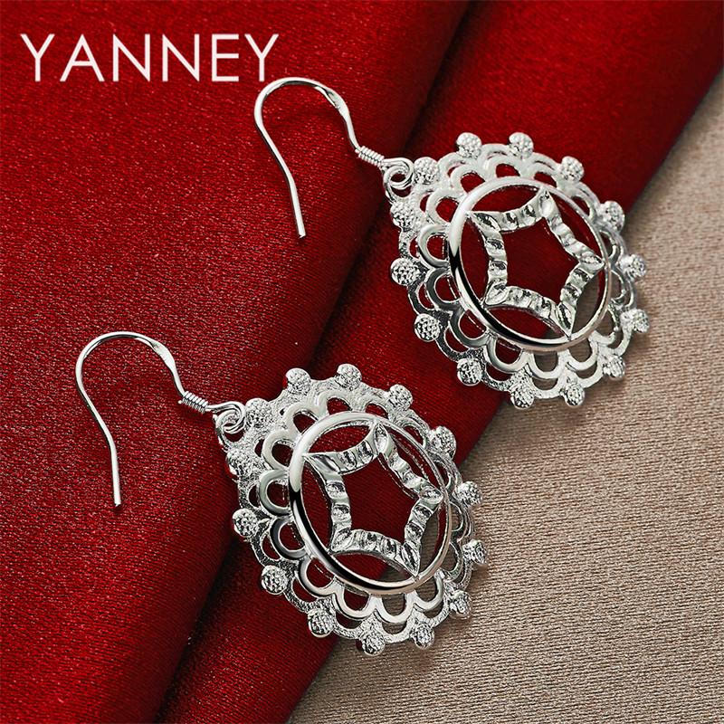 925 Sterling Silver Luxury Round Pattern Earrings for Women, Fashionable Gift, Charming Jewelry, Wedding Accessories