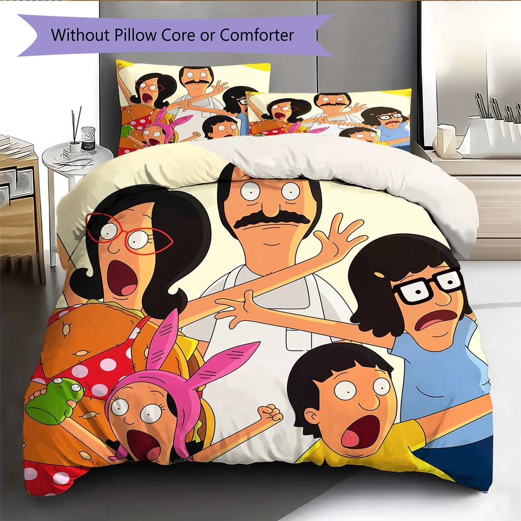 Bob's Burgers Pattern Bedding Quilt Set Home Decoration Gift (1 * Duvet Cover + 2 * Pillowcase Without Core)