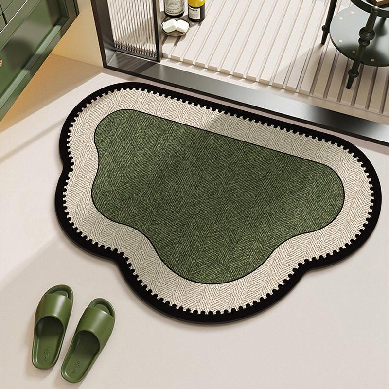 French Retro Non-slip Bathroom Door Mat - Water Absorbing, Easy to Clean, Diatom Mud Floor Mat