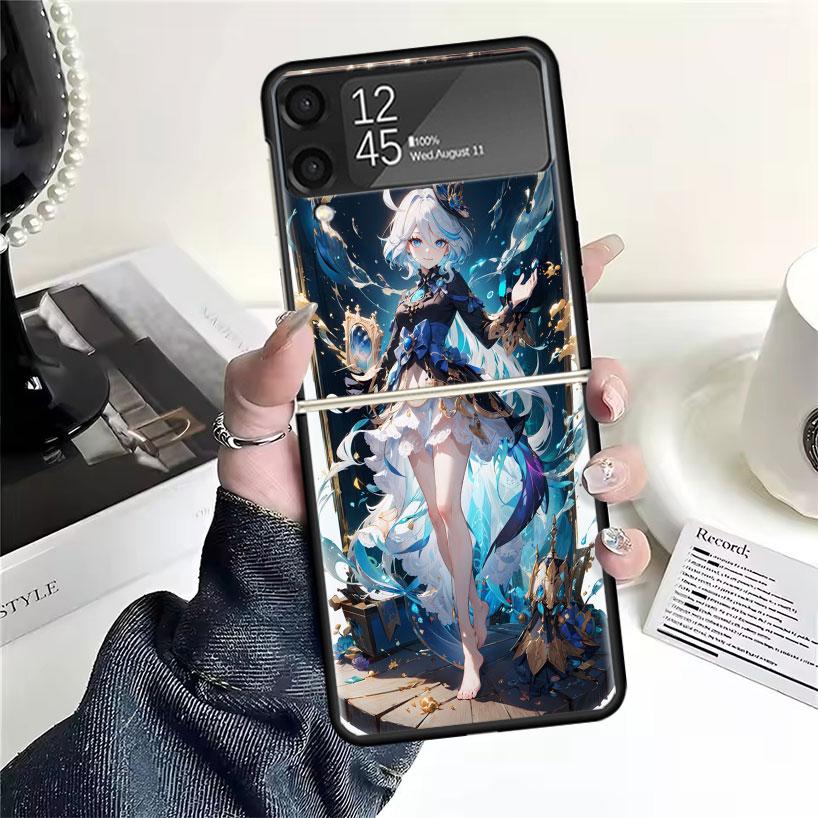 Genshin Impact Furina Cases For Samsung Galaxy Z Flip 4 5 6 7 3 Z Flip7 Flip6 Flip4 Flip5 Flip3 5G Hard Shockproof Fundas Cover