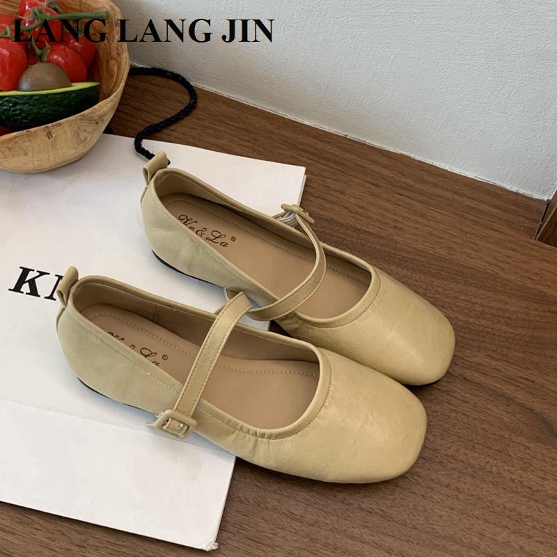 2025 New Women Flats Ballets Elegant Mary Jane Shoes Square Toe Shallow Slip On Ballerina Shoes Soft Ballet Casual Loafer Mujer