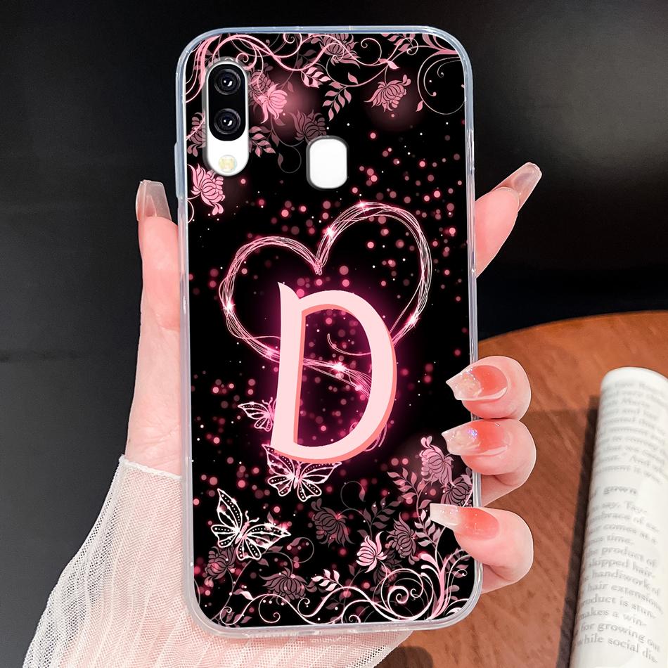 Case For Samsung Galaxy A40 A41 A50 A50S Name Letter Soft TPU Clear Silicone Cover For Samsung A 40 A 50 Lightweight Phone Funda