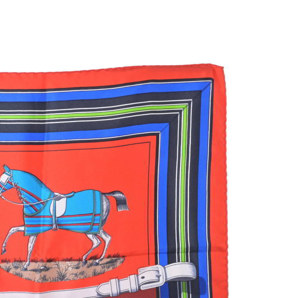 [USED]HERMES Couvertures et Tenues de Jour Horse Blanket Carre 90 Silk Scarf 90 Red Hermes KL4SP2KB36
