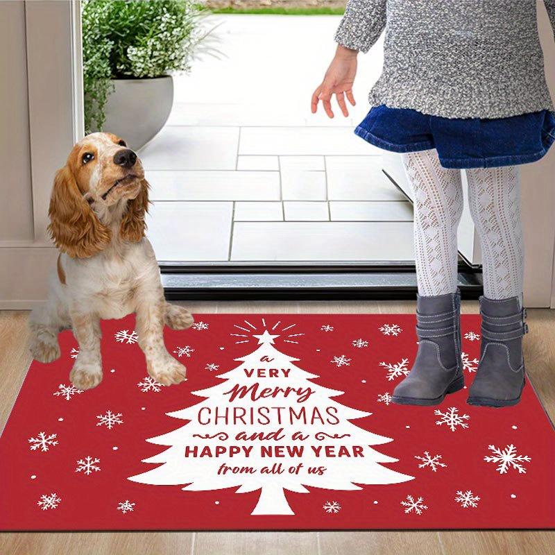 1Pcs Anti Fatigue Kitchen Rugs Red Christmas Tree Print Waterproof Non-Slip Thick Cushioned Kitchen Mat Heavy Duty Comfort Standing Mat for Kitchen