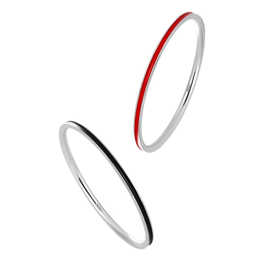 YIZIZAI Echter 925er Sterlingsilber Einfacher Dünner Emaille Roter Schwarzer Fingerringe Für Frauen Hochzeits Schmuck Geschenke