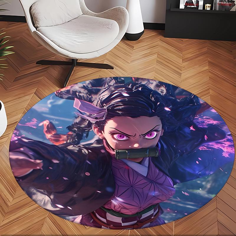 Nezuko (14) Round Office Rug Decorative Floor Rug for Office Bedroom Living Room and Home Space