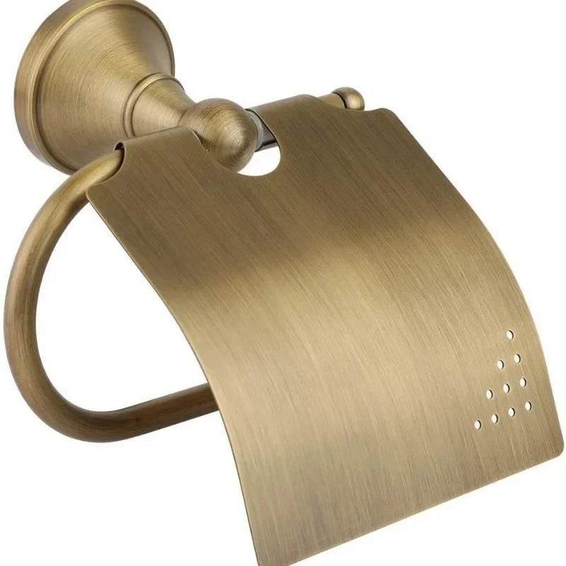 Household Bathroom Toilet Paper Holder Wall Mounted Classic Bathroom Antique Brass Roll Tissue Box Accessory Paper Towel Holder LS
