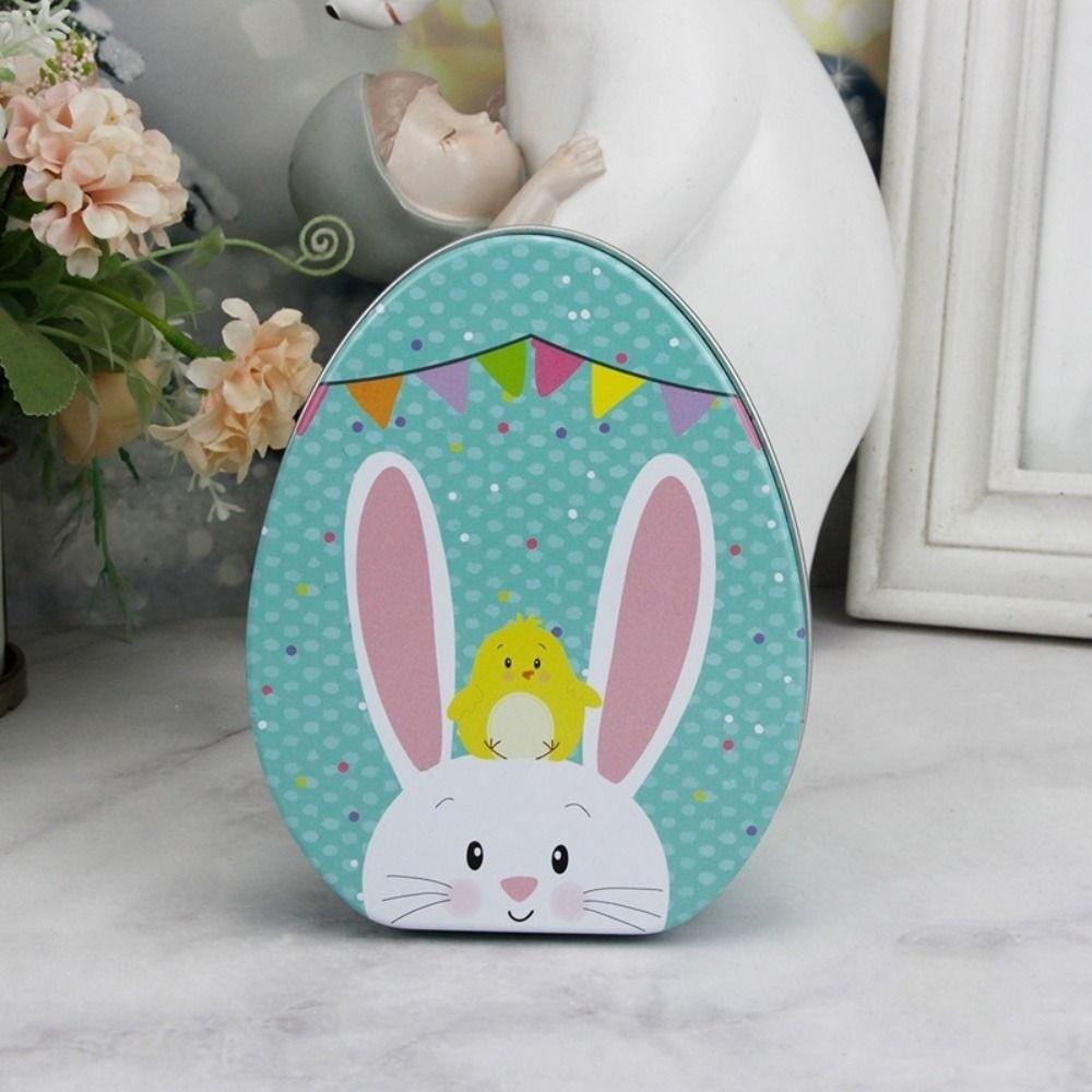 Dust-proof Easter Egg Candy Box Metal Rabbit Iron Case Tinplate Storage Case  Tea Leaf