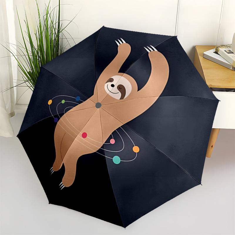 1pc Sloth Universe Automatic Folding Umbrella - Compact 8-Rib Design, Durable Plastic & Iron, Lightweight for Outdoor Daily Use049