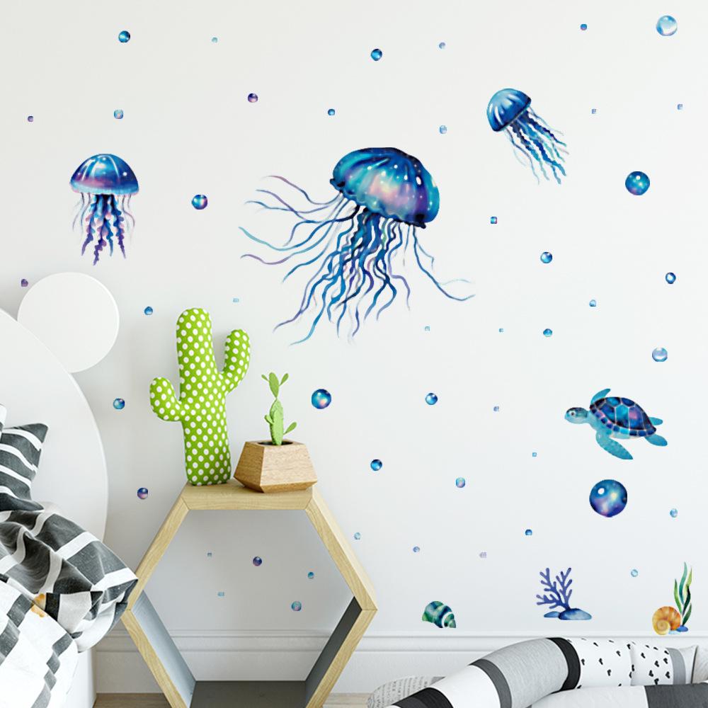 Removable Cartoon Jellyfish Waterproof Wall Stickers