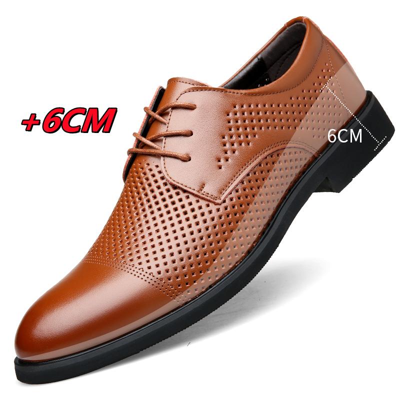 Formal Height Increasing Shoes Man Taller Elevator 6CM Invisible Insole For Men Heighten Increased Oxfords Business Lift