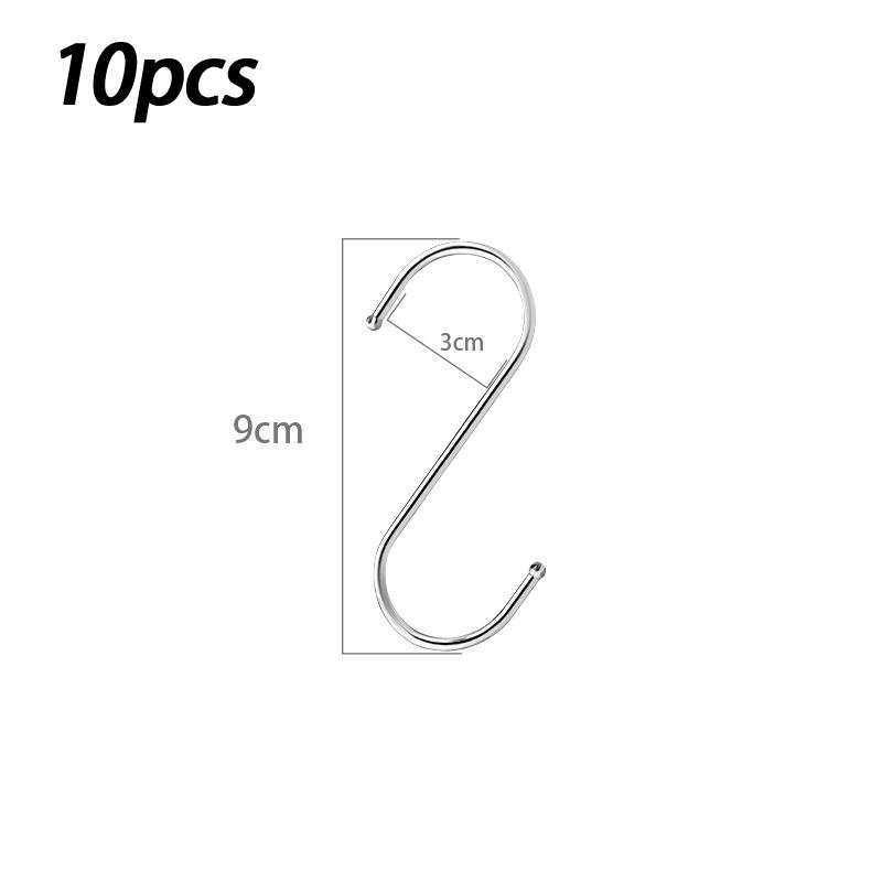 10Pcs Stainless Steel Metal S-Shaped Hooks Multi-Purpose Clothing Hanging Hooks