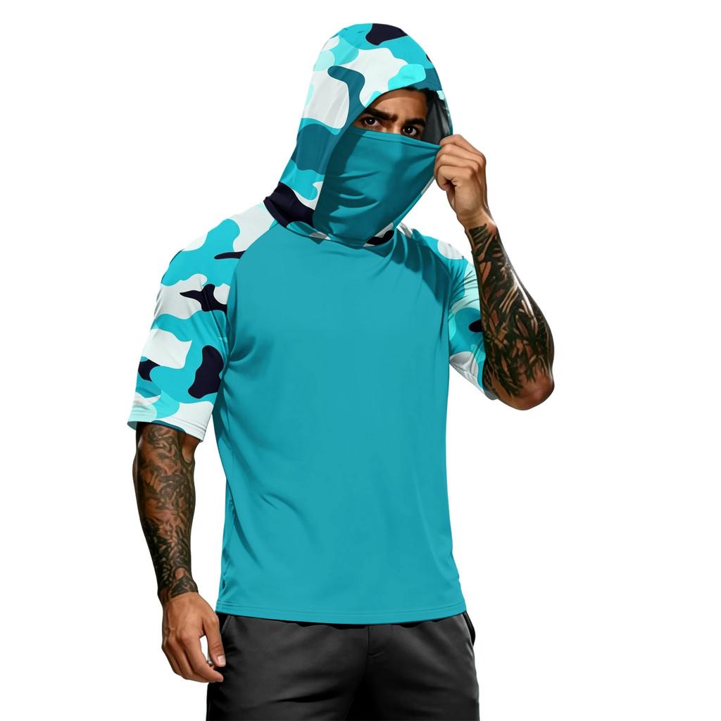 Men's Athletic Hoodies Long Sleeve Fishing Shirts for Men Men's Dry Fit Long Sleeve Active Hoodie Sun Fishing Hoodie with Face
