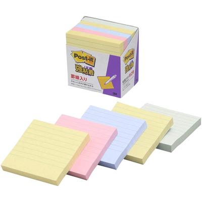 Pastel rayado fuerte 75 x 75 90 hojas x 5 Notas adhesivas Post-it, líneas, cuadrados, colores, mm, libros, 630-5SSAP