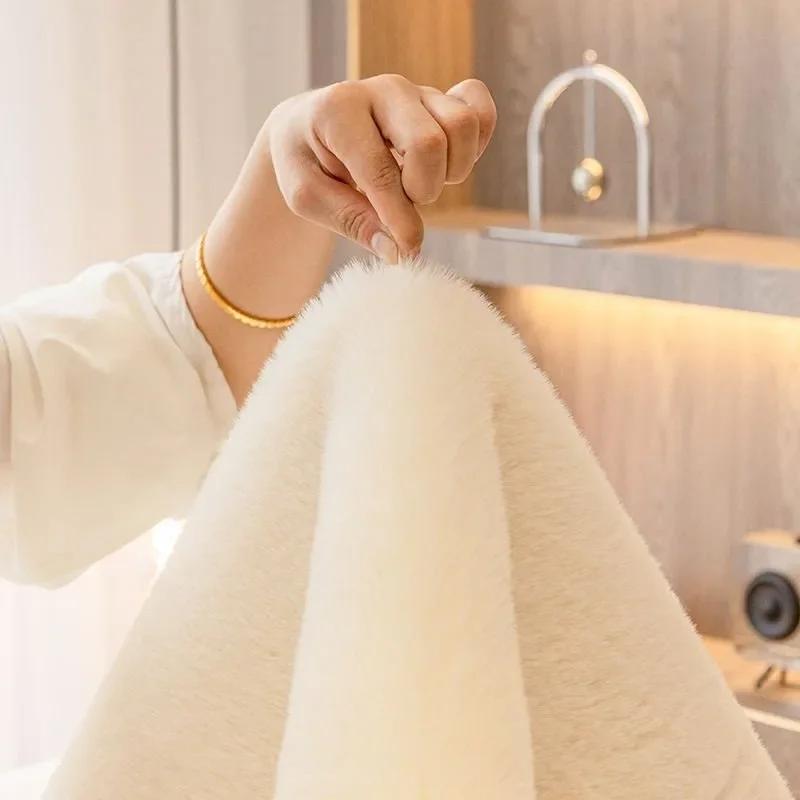Plush Soft Sofa Cover Winter Warm Rabbit Fur Sofa CushionTowel Anti-Slip Sofa Chair Slip Covers Living Room Decor Blanket Mat