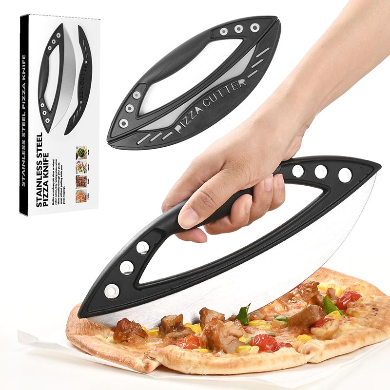 12'' Nerezový kráječ na pizzu Půlkruhový Velký Multifunkční Nůž na krájení pizzy s krytem čepele Kuchyňský pekařský nástroj