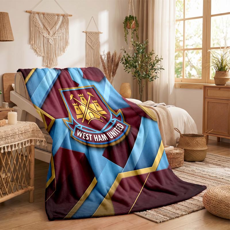 Coperta in Flanella con Stampa West Ham United Calcio Morbida Calda Coperta da Divano Letto per Casa Ufficio Camera da Letto