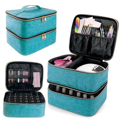 Nail Polish Organizer Handheld Double Layer CosmeticOrganizer Tote Bag For Girls And Women Nail Art EssentialOil Cosmetic Set