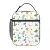 Cartoon Helle Farbe Dinosaurier Muster Isolierte Lunchtasche für Damen Kinder Auslaufsichere Lebensmittelboxen Thermische Lunchbox Tragetasche