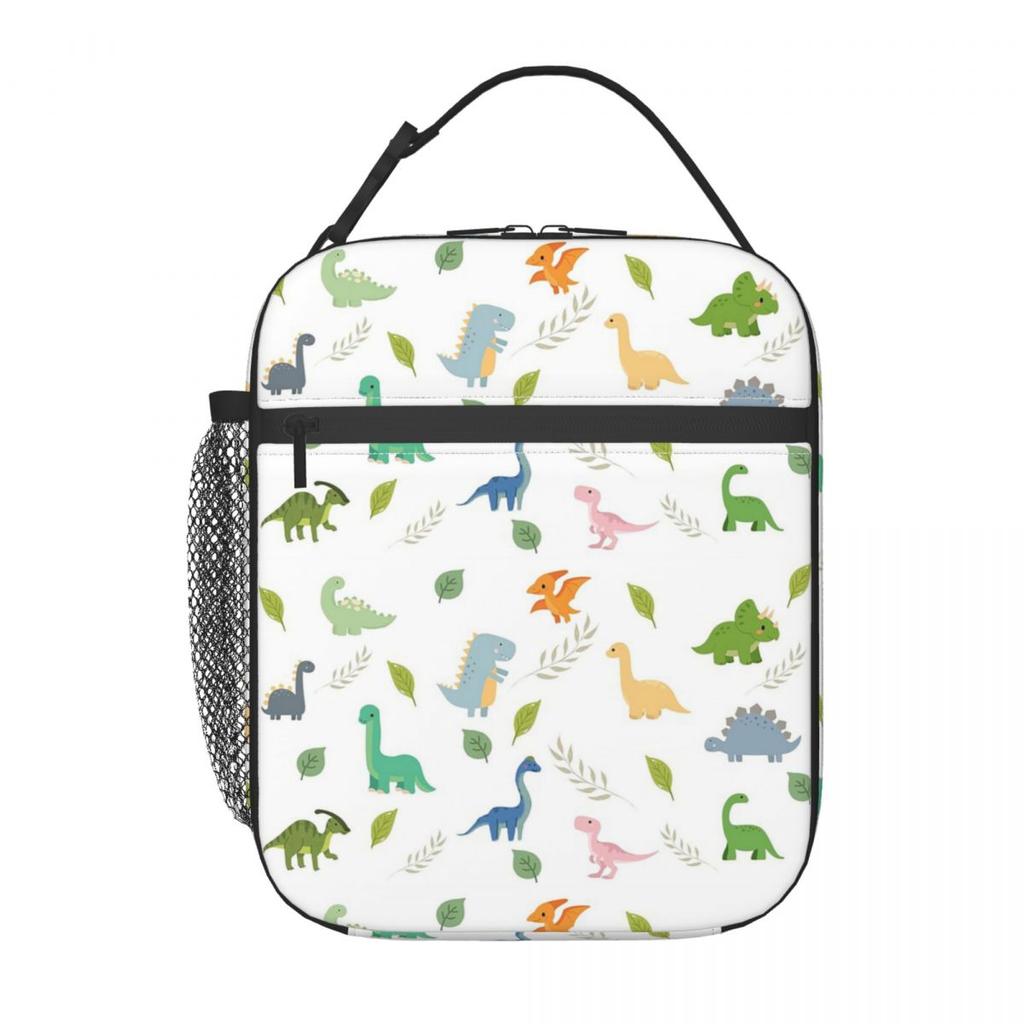 Cartoon Helle Farbe Dinosaurier Muster Isolierte Lunchtasche für Damen Kinder Auslaufsichere Lebensmittelboxen Thermische Lunchbox Tragetasche