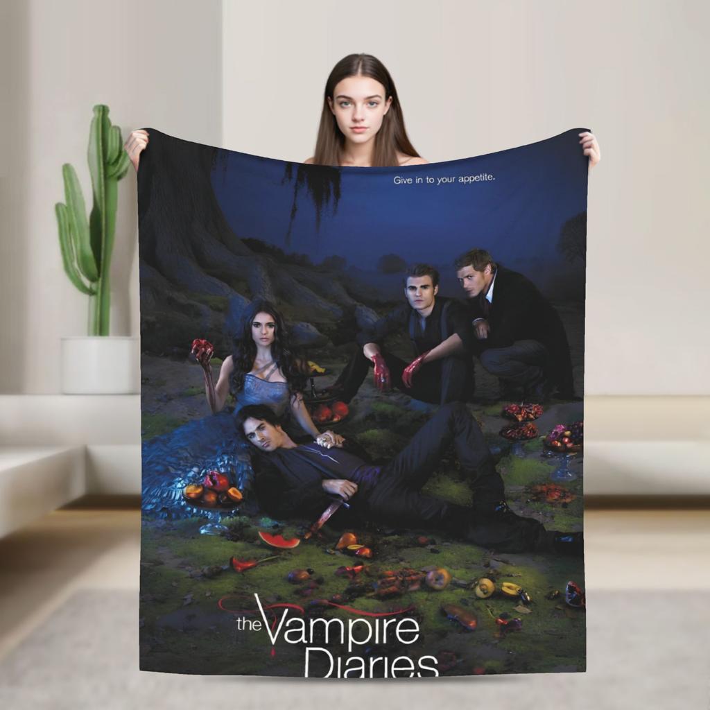 Damon Salvatore Blankets The Vampire Diaries Plush Funny Breathable Throw Blankets for Home Autumn/Winter