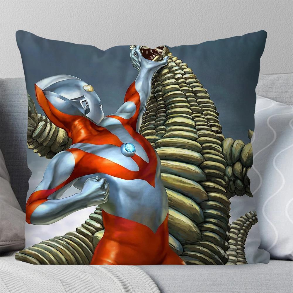 U-Ultraman Animated Hero Pillow Case Square Pillow Bedroom Sofa Leisure Comfort Cushion Car Living Room Home Decoration 40X40
