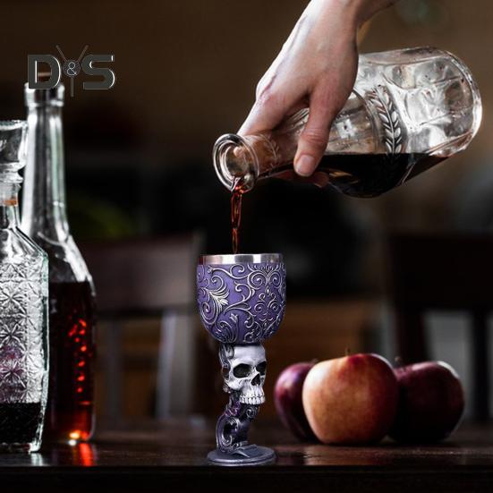 Dragon Wine Goblet Cat Chalice Cup Stainless Steel Resin Gothic Macabre Halloween Decorative Bar Whiskey Cocktail Drinking Glasses for Beer Wine