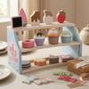 Wooden Dessert Shelf ThreeTier Pretend Accessible Front Tea Party Play Set for