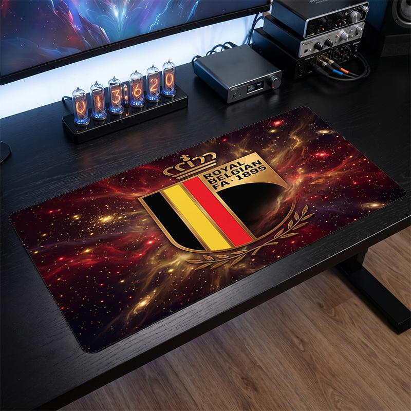 Belgium Football Crest Mouse Pad, Extended Non Slip Rubber Desk Mat for Gaming Office Laptop Fan Gift