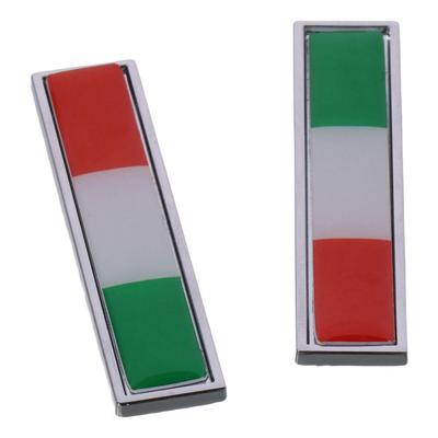 2 KS Mini Taliansky Taliansko Znak 2,28x0,55in Zelená Biela Červená Kovové Nálepky s Logom Auta Znaky na Bok Auta