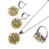 Explosions Fashion Jewelry Crystal Square Zircon Necklace Earrings Ring Set of Three
