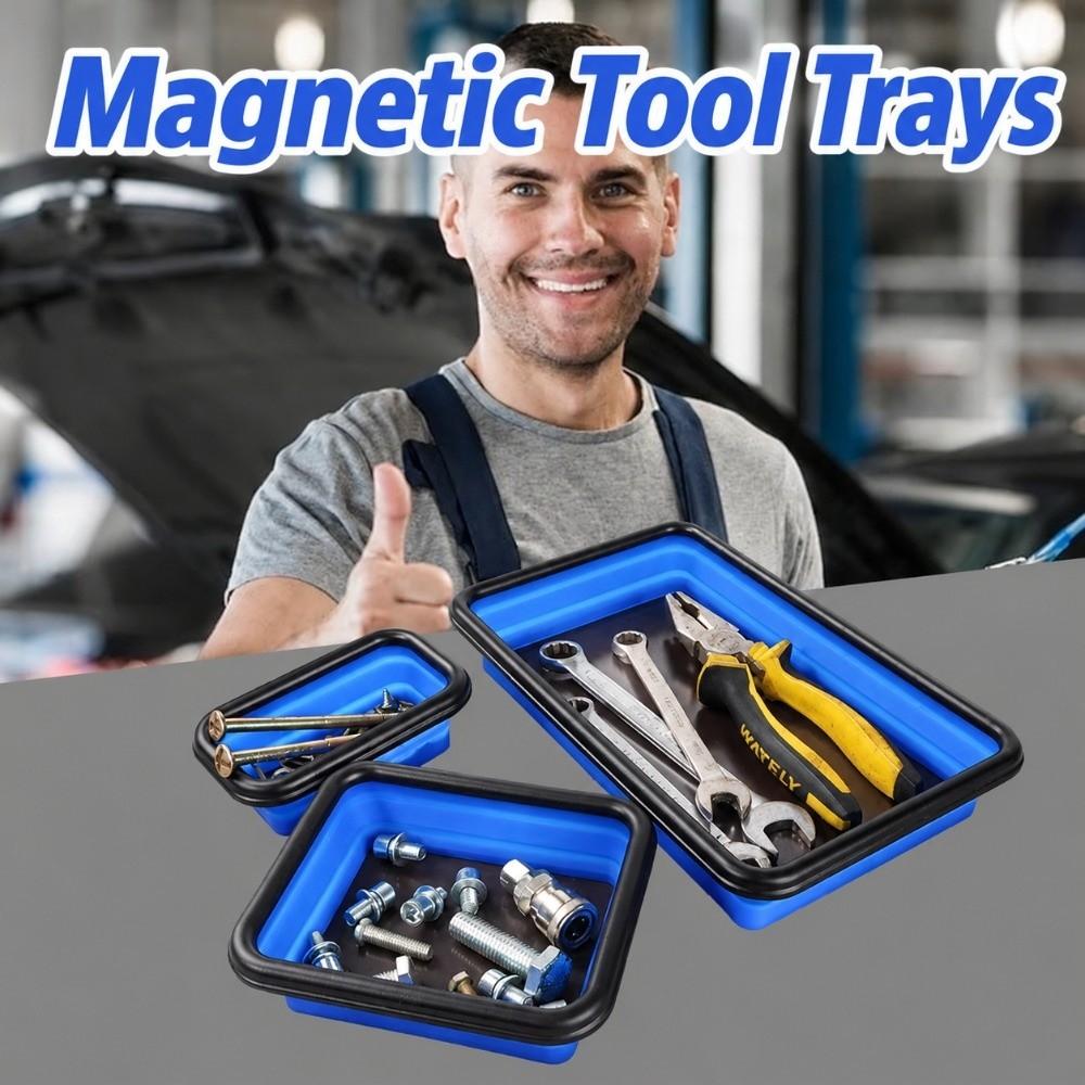 Square Shape Magnetic Parts Tray Rectangle Shape Magnetic Tool Organizer Car Repair