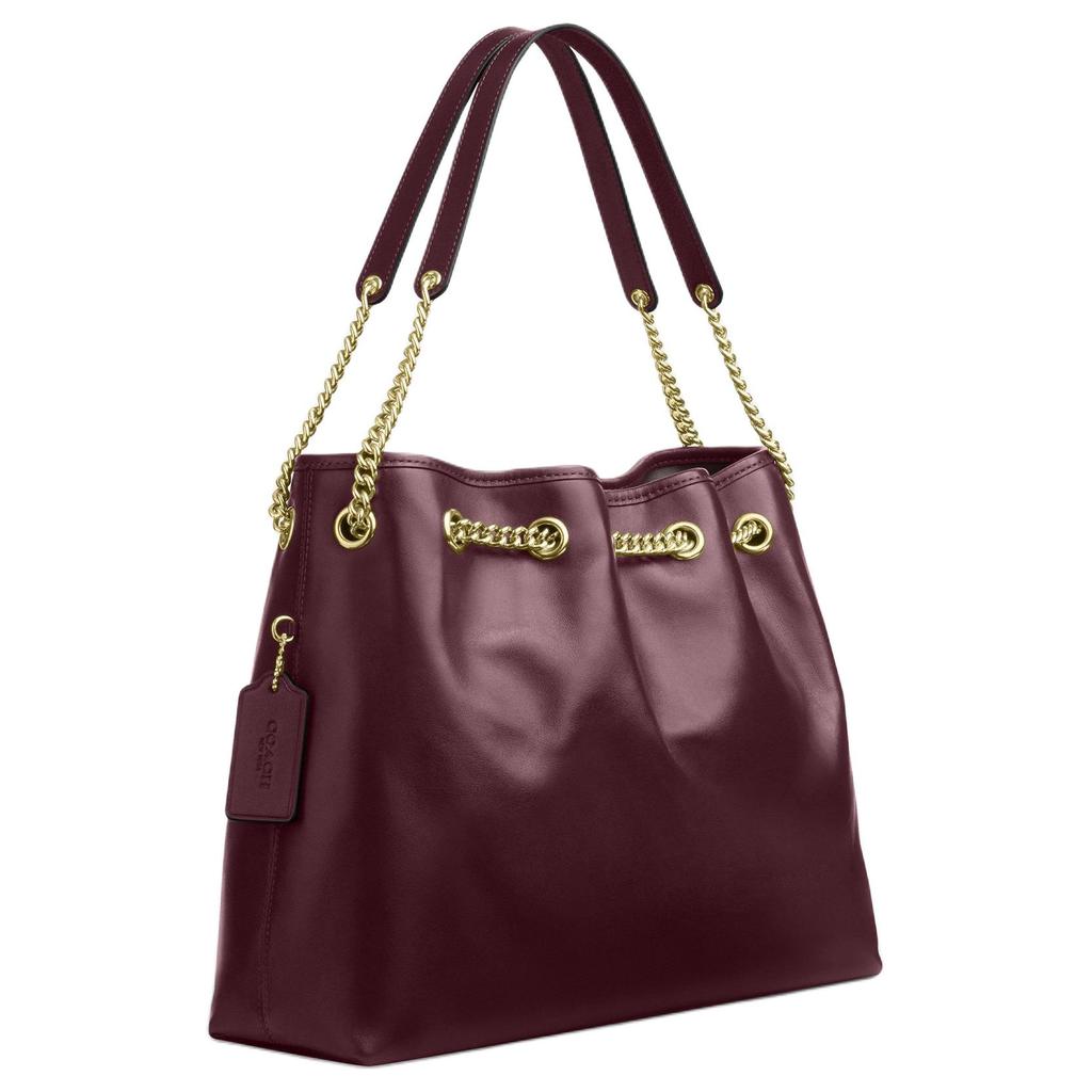 Coach Evelyn 34 Gold Buckle Leather Shoulder Bag Large Women Shoulder Bag Burgundy CCZ79-IMORX