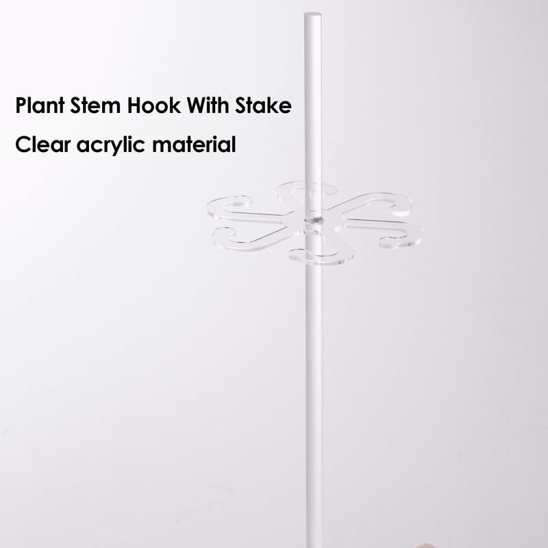 Plant Stem Hook With Stake Holder Clear Acrylic Plant Holder Hook Climbing Plant Support Clips for Orchid Rose Flowers