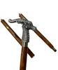 Dragon Head Walking Cane: Nickel Finish Wooden Stick, 36 Inch