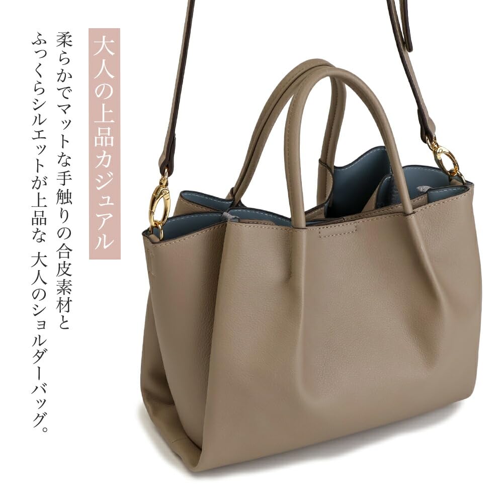 Pragma Shoulder Tucked Lightweight Synthetic Leather Women's Bag, Crossbody, Adult, Lightweight, 2-Way Tote, Handle, Elegant, (Camel)