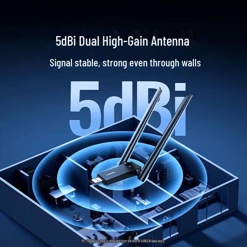 UGREEN 1300Mbps USB Dual Band WiFi Adapter (Driver-Free) (CN Version)