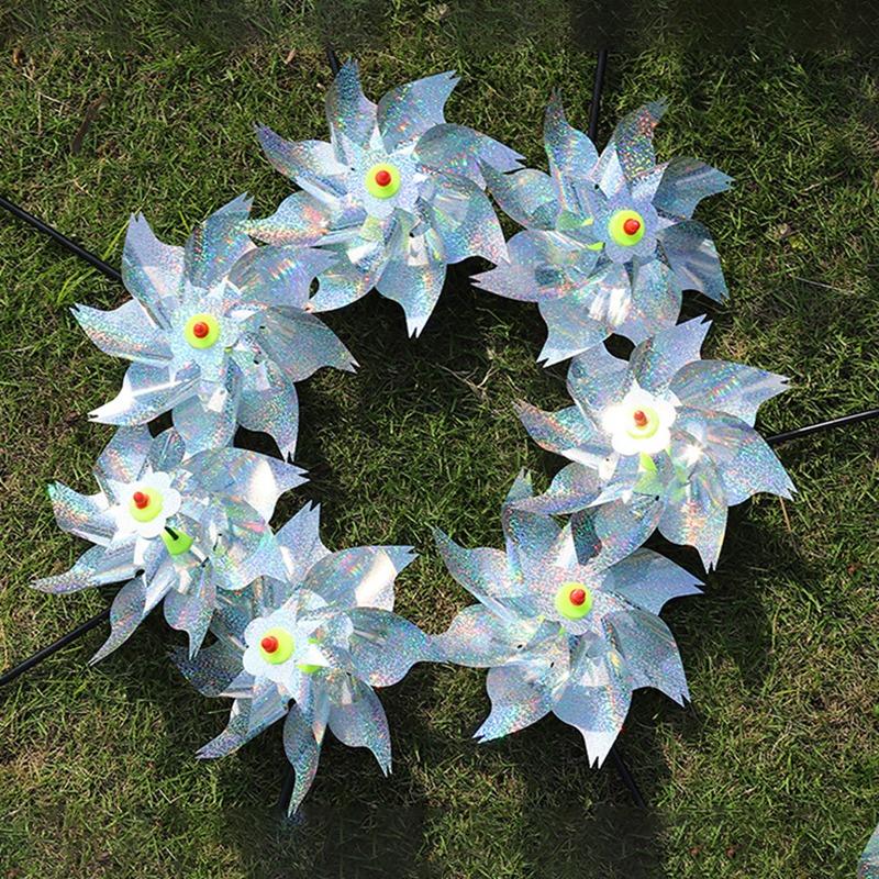 1pcs Bird Repeller Pinwheels Reflective Sparkly Bird Deterrent Windmill Protect Garden Plant Flower Garden Lawn Decoration