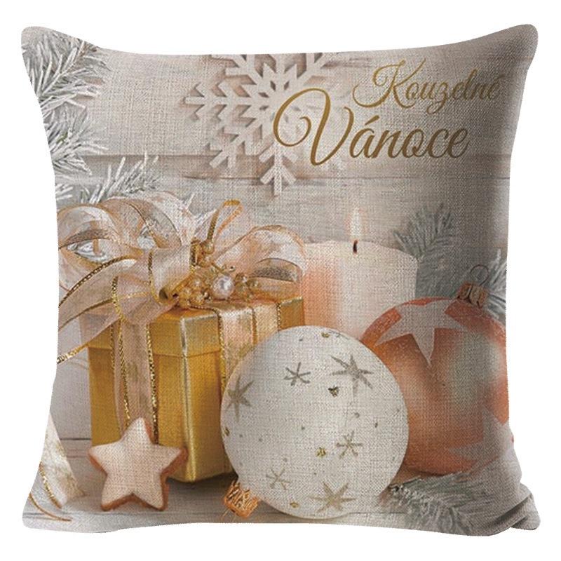 Luxurious 18" Merry Christmas Pillow Case Cotton Linen Cushion Cover For Home Decor